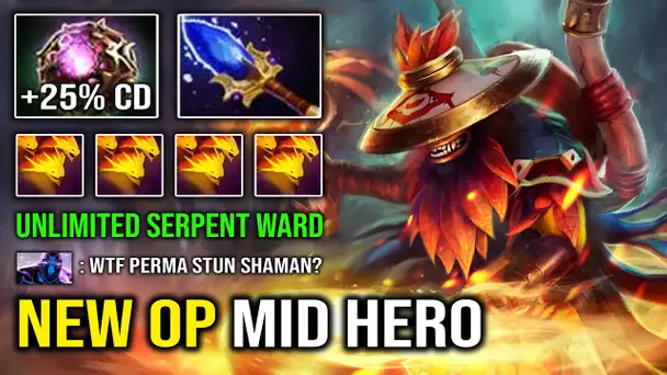 NEW OP MID HERO Unlimited Serpent Ward 100% Perma Stun with Octarine Shadow Shaman Dota 2