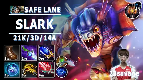 Slark Safe Lane Carry | 7.32c | 23savage Pos 1 Slark Play | Dota 2 Immortal Gameplay