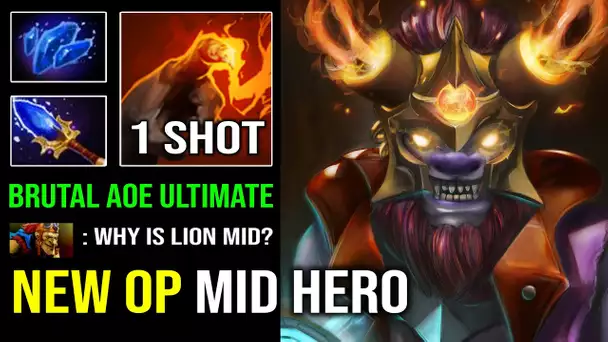 NEW OP MID HERO 1 Shot Carry Lion First Item Scepter AoE Ultimate Instant Delete Everyone Dota 2