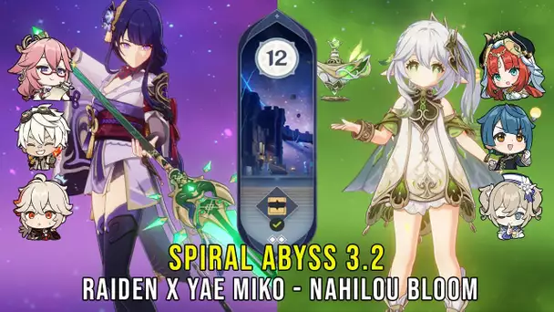 C0 Raiden x Yae Miko and C0 Nahida Nilou Bloom - Genshin Impact Abyss 3.2 - Floor 12 9 Stars