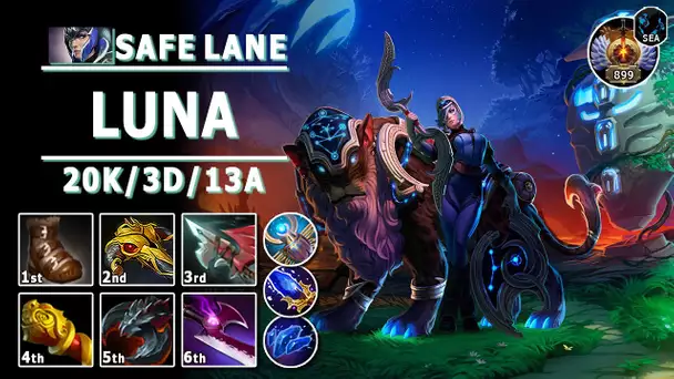 Luna Safe Lane Carry | 7.32c | Pos 1 Luna Play | Dota 2 Immortal Gameplay